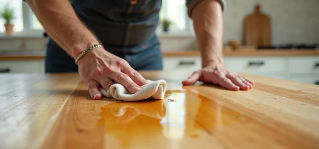 L’huile de lin pour plan de travail bois : atouts, limites et conseils d’utilisation