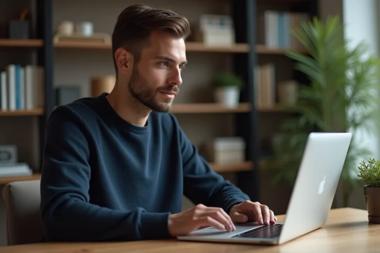 Homme utilisant une authentification à deux facteurs pour sécuriser son accès à une plateforme en ligne en 2026